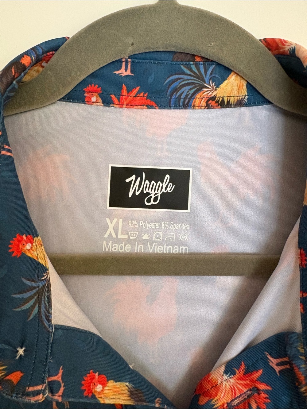 Waggle XL Navy Rooster Print Golf Shirt - Picture 2 of 3